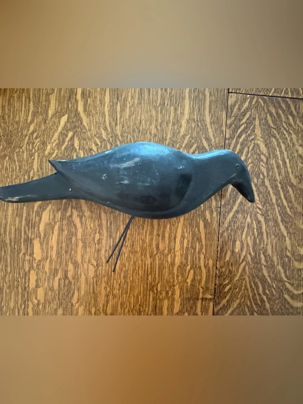 Handcarved Black Wooden Bird Decor